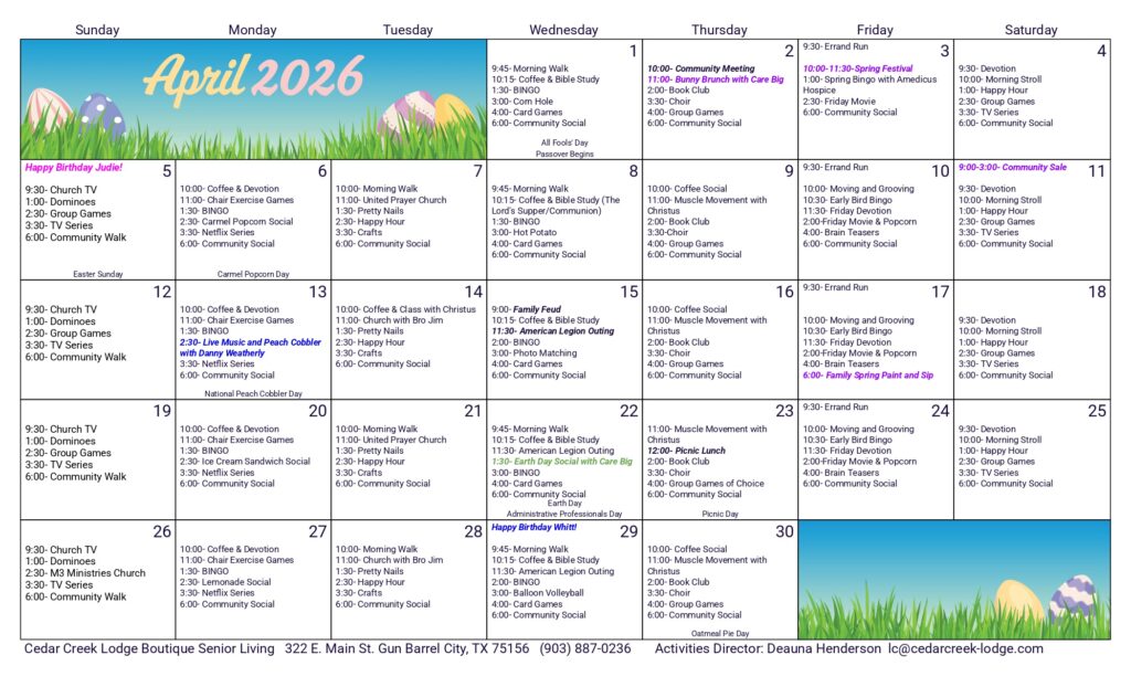 April 2026 Activities